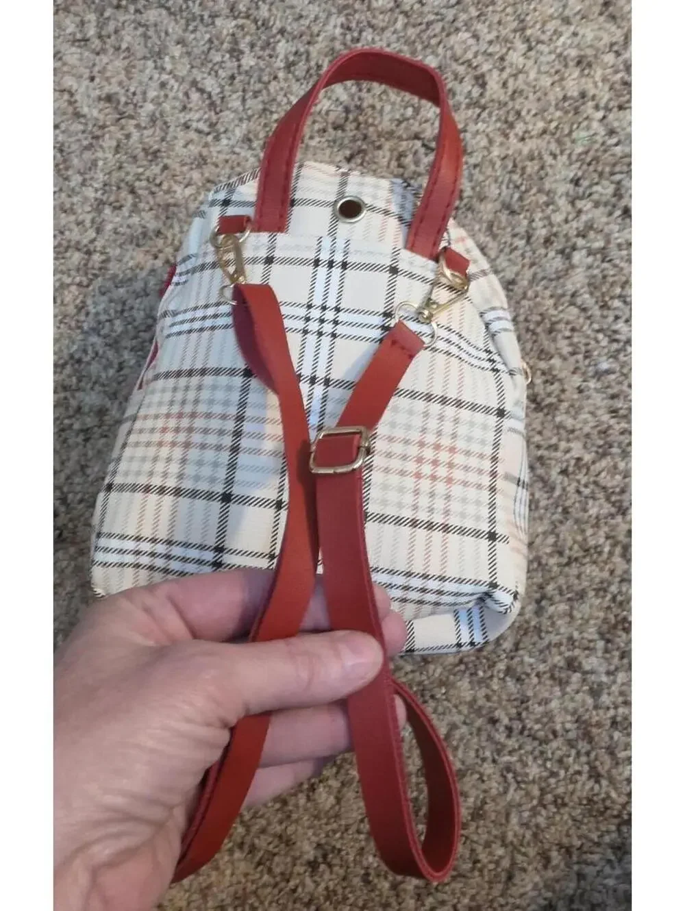 Hello Kitty Plaid Mini Backpack with Red Flap